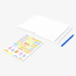 A6 leaf notebook with zip pocket and stickers