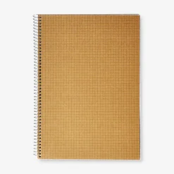 A4 spiral-bound grid notebook with craft paper cover