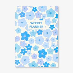 B5 blue floral weekly planner - English