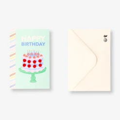 Birthday card - Cake with pom poms
