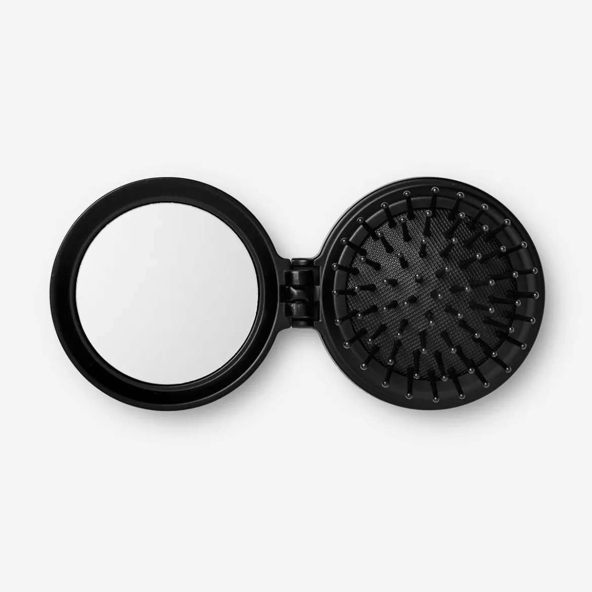 Black hairbrush with mirror