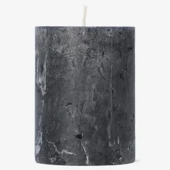Black Rustic Pillar Candle - 8 cm