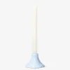 Blue candleholder with embossed hydrangeas