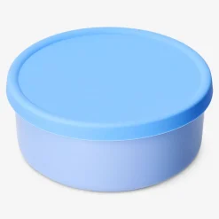 Blue ceramic food container with silicone lid - 19 cm