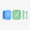 Blue collapsible lunchbox with spork - 600 ml