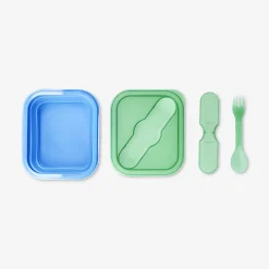 Blue collapsible lunchbox with spork - 600 ml