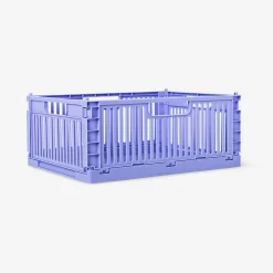 Blue collapsible storage box with lid - 28x28 cm