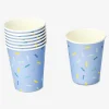 Blue confetti paper cups - 8 pcs