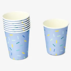 Blue confetti paper cups - 8 pcs
