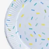 Blue confetti paper plates - 8 pcs