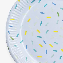Blue confetti paper plates - 8 pcs