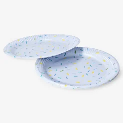 Blue confetti paper plates - 8 pcs