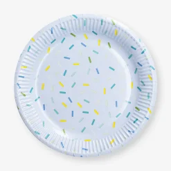 Blue confetti paper plates - 8 pcs