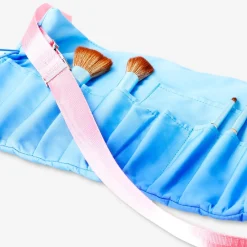 Blue cosmetic belt with 5 makeup brushes