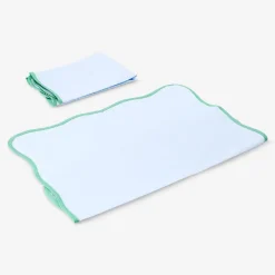 Blue fabric napkins with scalloped edges - 2 pcs