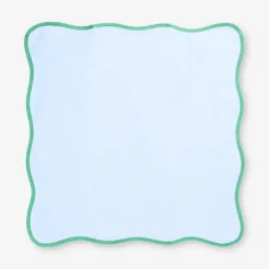 Blue fabric napkins with scalloped edges - 2 pcs