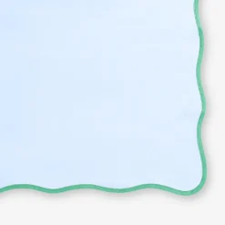 Blue fabric napkins with scalloped edges - 2 pcs