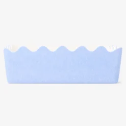 Blue felt storage basket with scalloped edges - 20x30 cm