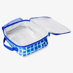 Blue lunchbox bag with football motif - 19x25 cm