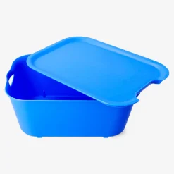 Blue storage box with lid - 19x26 cm