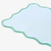 Blue table runner with scalloped edge - 35x130 cm