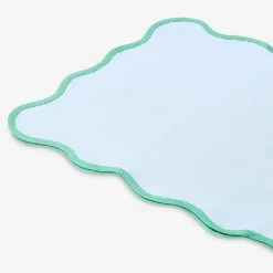 Blue table runner with scalloped edge - 35x130 cm