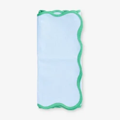 Blue table runner with scalloped edge - 35x130 cm