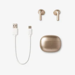 Bronze wireless earphones with microphone