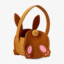 Brown bunny felt Easter bag - 22 cm