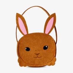 Brown bunny felt Easter bag - 22 cm