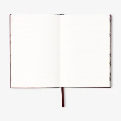 Burgundy notebook with text