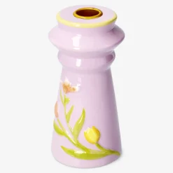 Candle holder with embossed flowers