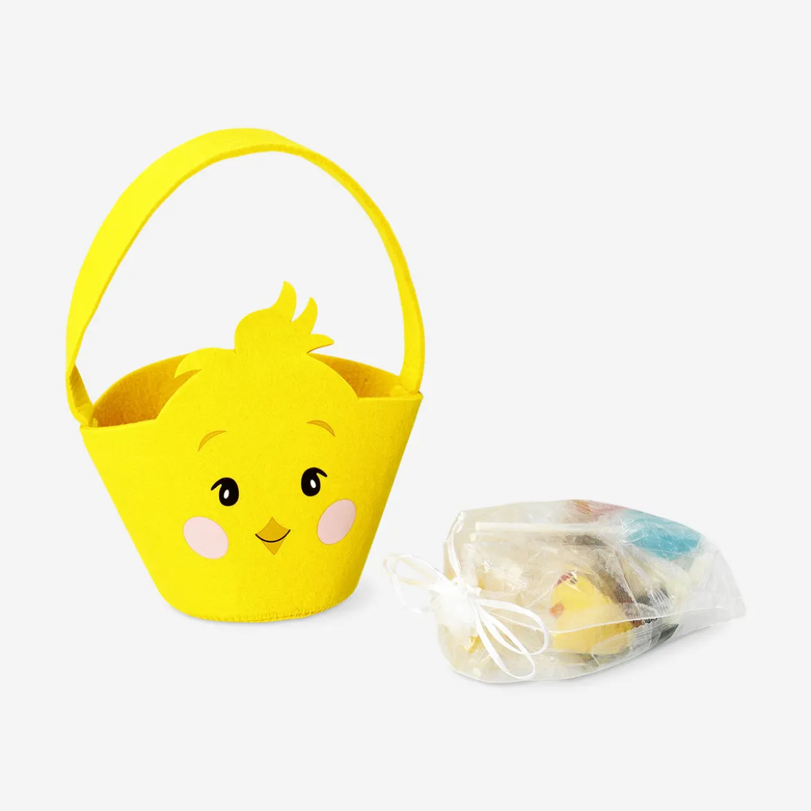 Candy mix in Easter chicken felt basket