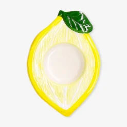 Ceramic lemon tealight holder - 11 cm