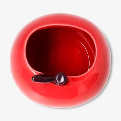Ceramic pencil holder as red apple