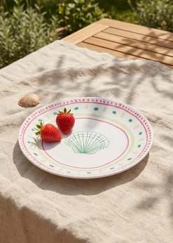 Ceramic plate with dots and seashell - 16 cm