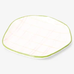 Ceramic plate with hand-painted chequered design - 15 cm
