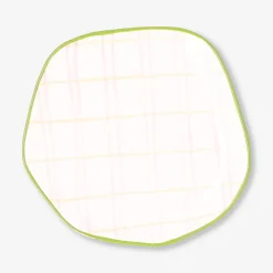 Ceramic plate with hand-painted chequered design - 15 cm