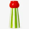 Ceramic vase with green stripes - 18 cm