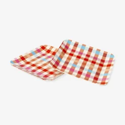 Chequered picnic plates - 4 pcs