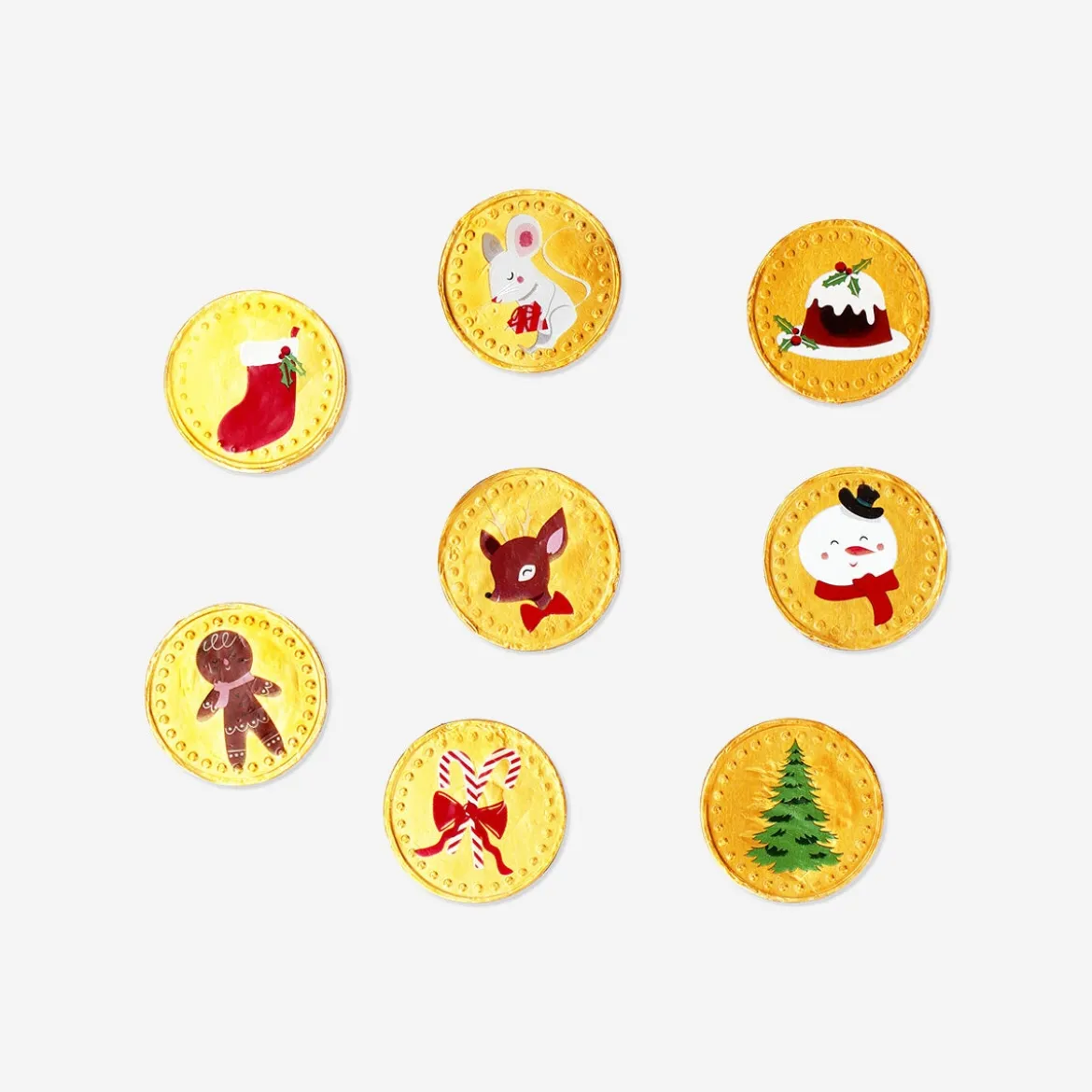 Christmas chocolate coins in net