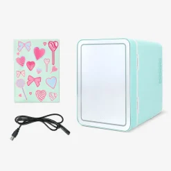 Cosmetics fridge with mirror, light and stickers - 25x25 cm