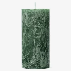 Dark Green Rustic Pillar Candle - 12 cm