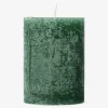 Dark Green Rustic Pillar Candle - 8 cm
