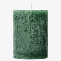 Dark Green Rustic Pillar Candle - 8 cm