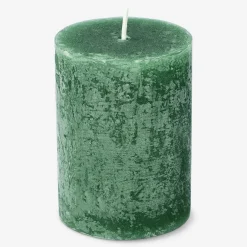 Dark Green Rustic Pillar Candle - 8 cm