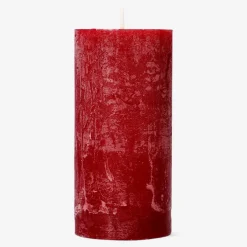 Dark Red Rustic Pillar Candle - 12 cm
