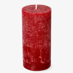 Dark Red Rustic Pillar Candle - 12 cm