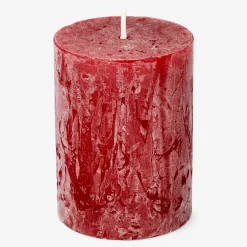 Dark Red Rustic Pillar Candle - 8 cm