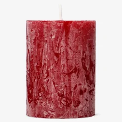 Dark Red Rustic Pillar Candle - 8 cm